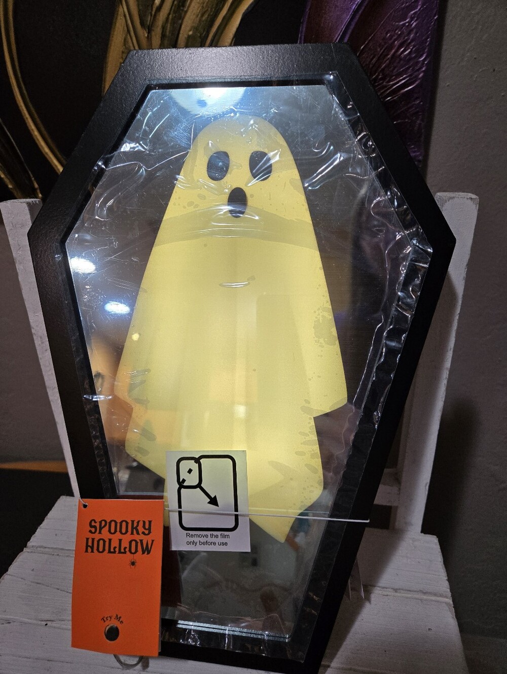 Spooky Hollow Coffin Ghost Mirror LED